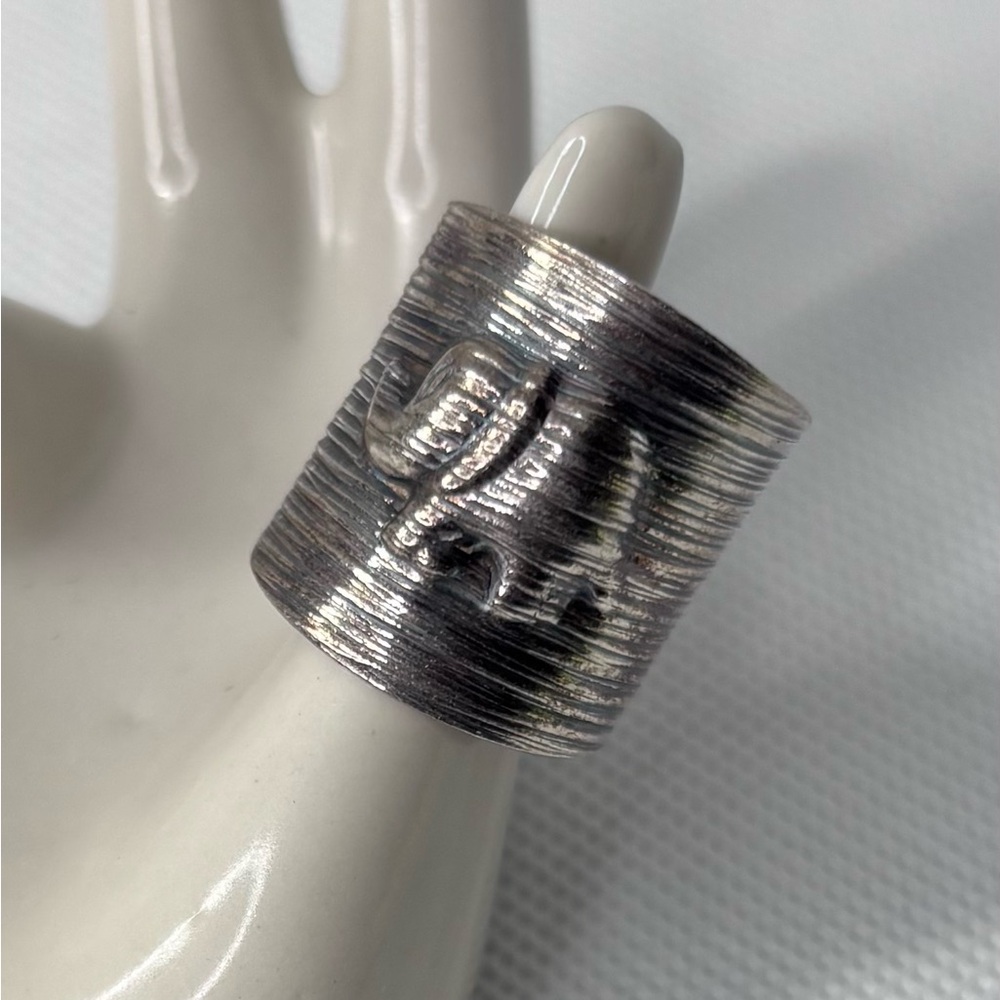 Textured Elephant Wrap Statement Ring Adjustable … - image 1